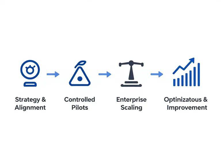 Phased AI implementation strategy roadmap for companies